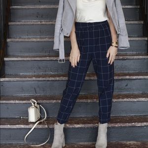 Topshop windowpane pants navy & white